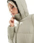 Vero Moda longline hooded puffer coat in sage