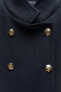 Фото #12 товара Двубортное пальто из смесовой шерсти с высоким воротником ZARA