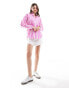 Фото #2 товара ASOS DESIGN oversized shirt in neon pink stripe