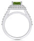 ფოტო #3 პროდუქტის Peridot and Diamond Accent Halo Ring in 14K White Gold