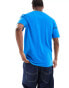 BOSS GREEN – Tee 5 – T-Shirt in Blau mit Logo-Print