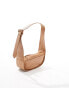 ASOS DESIGN leather curved base crossbody sling bag in tan