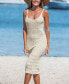 ფოტო #3 პროდუქტის Women's Beige Waffle Knit Scoop Neck Sleeveless Midi Cover-Up