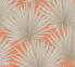 Vliestapete Palmenblätter Orange Greige