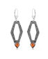 ფოტო #4 პროდუქტის Sterling Silver and Geometric Shape Tiger's Eye Gemstone Lever Back Earrings