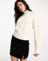 Фото #1 товара & Other Stories mock neck cable jumper with faux pearl embellishment in ecru