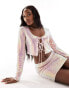 Фото #1 товара Aria Cove sequin tie front top co-ord in pink