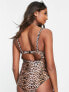 Wolf & Whistle Maternity Exclusive plunge swimsuit in leopard print