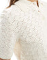 Фото #2 товара ASOS DESIGN knitted polo top with stitch detail in cream