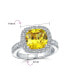 ფოტო #6 პროდუქტის Classic Timeless 6CT AAA CZ Canary Yellow Halo Square Cushion Cut Statement Engagement Ring For Women Cubic Zirconia Pave Band .925 Sterling Silver