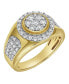 Фото #2 товара Heavyweight Natural Certified Diamond 1.51 cttw Round Cut 14k Yellow Gold Statement Ring for Men