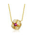 Фото #1 товара Sterling Silver 14K Gold Plated and Ruby Cubic Zirconia Round Pendant Necklace