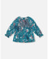 ფოტო #1 პროდუქტის Big Girls Long Sleeve Viscose Blouse Turquoise Printed Fairy Unicorn