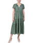 Фото #1 товара Petite Short Sleeve Tiered Midi Dress