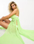 Фото #2 товара Miss Selfridge beach strappy plait detail split front maxi dress in washed neon lime