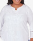 ფოტო #3 პროდუქტის Plus Size Blue Bayou White Floral Top