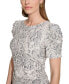 Petite Snakeskin-Print Ruched-Sleeve Top