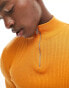 Фото #2 товара ASOS DESIGN muscle fit knitted essential 1/4 zip jumper in orange