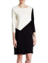 Фото #1 товара Joan Vass 153056 Women's Color block Dress 3/4 Sleeve Black Combo Sz. 2