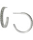 ფოტო #1 პროდუქტის Crystal Small Hoop Earrings in Sterling Silver, 1", Created for Macy's
