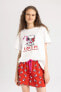 Fall In Love Snoopy Kısa Kollu Şortlu Pijama Takımı B6205ax24sp