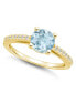 Фото #1 товара Aquamarine (1-1/4 ct. t.w.) and Diamond (1/6 ct. t.w.) Ring in 14K Yellow Gold