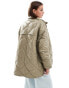 ONLY quilted oversized coat in sage green Зеленый, L - EU 40 - фото #4