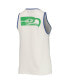 Women's White and Royal Seattle Seahawks Throwback Pop Binding Scoop Neck Tank Top