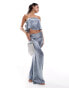 In The Style x Perrie Sian exclusive satin floaty bandeau top co-ord in blue BLAU, 38 - фото #1