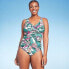 Women's Full Coverage Tummy Control Tropical Print Front Wrap One Piece