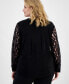 Фото #5 товара Plus Size Lace-Sleeve Split-Neck Top