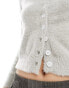 Daisy Street micro button up knit cardigan in grey marl Серый, DE 40 - фото #3