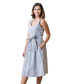 Women's A-Line Dress with Sash Navy and White Seersucker, 6 - фото #1