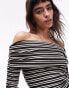 Topshop stripe long sleeve bardot in mono