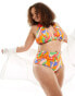 Фото #8 товара ASOS DESIGN Curve mix and match high waist bikini bottom in vibrant abstract print