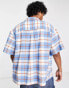 Фото #4 товара COLLUSION festival seersucker textured short sleeve summer shirt in blue check