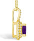 ფოტო #3 პროდუქტის Amethyst (2 Ct. T.W.) and Diamond (1/2 Ct. T.W.) Halo Pendant Necklace in 14K Yellow Gold