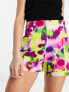 Morgan high waist tailored short in lime smudge print