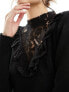 New Look lace neck jumper in black