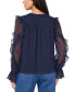 ფოტო #2 პროდუქტის Women's Tie-Neck Ruffled Sheer-Sleeve Blouse