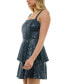 Juniors' Sequin Embellished Tiered Sleeveless A-Line Dress