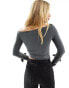 Фото #4 товара COLLUSION long sleeve of the shoulder top with ribbon cuff in grey