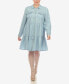 Фото #1 товара Plus Size Long Sleeve Tiered Midi Shirt Dress