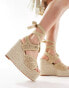 Фото #1 товара Public Desire Solstice heeled espadrille with woven straps in gold