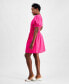 ფოტო #2 პროდუქტის Women's Printed Cotton Zip-Front Puff-Sleeve Dress, Created for Macy's