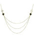 Mother of Pearl and Onyx Three Tier Clover Necklace