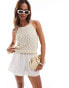 Vero Moda Aware crochet halterneck top in cream