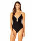 Фото #1 товара Women's Solid Piped Keyhole One Piece Swimsuit