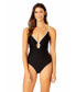 Women's Solid Piped Keyhole One Piece Swimsuit