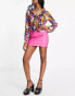 Missyempire v front leather look mini skirt in pink